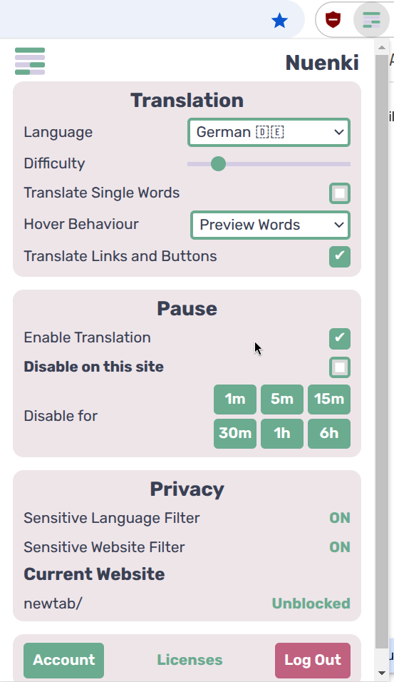 How to customise the extension